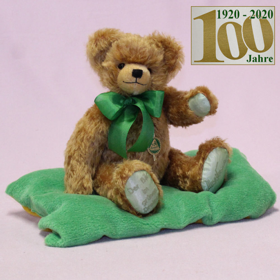 Der Br im grnen Dreieck (Mohairfarbe messing-braun) 34 cm Teddybr von Hermann-Coburg