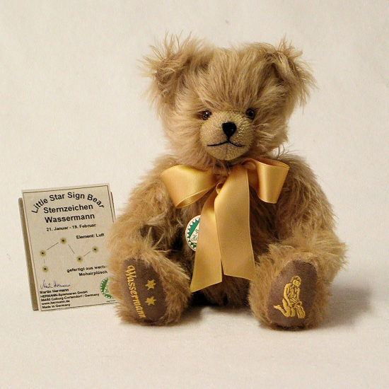 AquariusStar Sign Teddybear 23 cm Teddy Bear by Hermann-Coburg