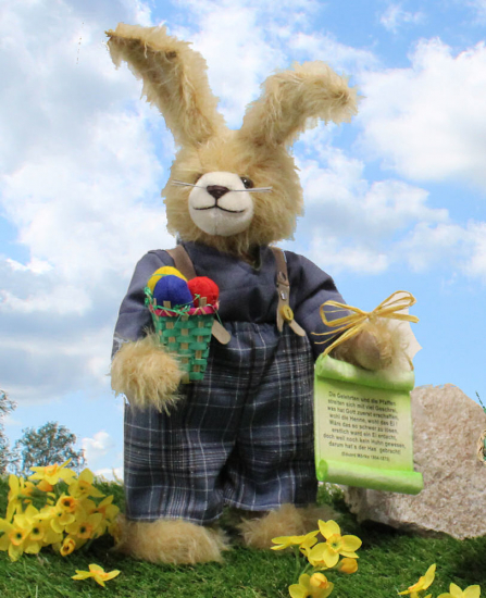 Lmmel ? a rabbit boy with poetry 32 cm Teddy Bear by Hermann-Coburg