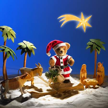Miniatur Steh-Br Santa 14 cm Teddybr von Hermann-Coburg