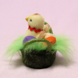 Anni - miniature mohair baby chicken in a basket 8 cm Teddy Bear by Hermann-Coburg