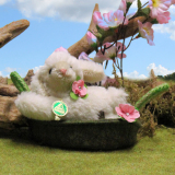 Lying Miniature Easter Lamb Molli in the basket 13 cm Teddy Bear by Hermann-Coburg